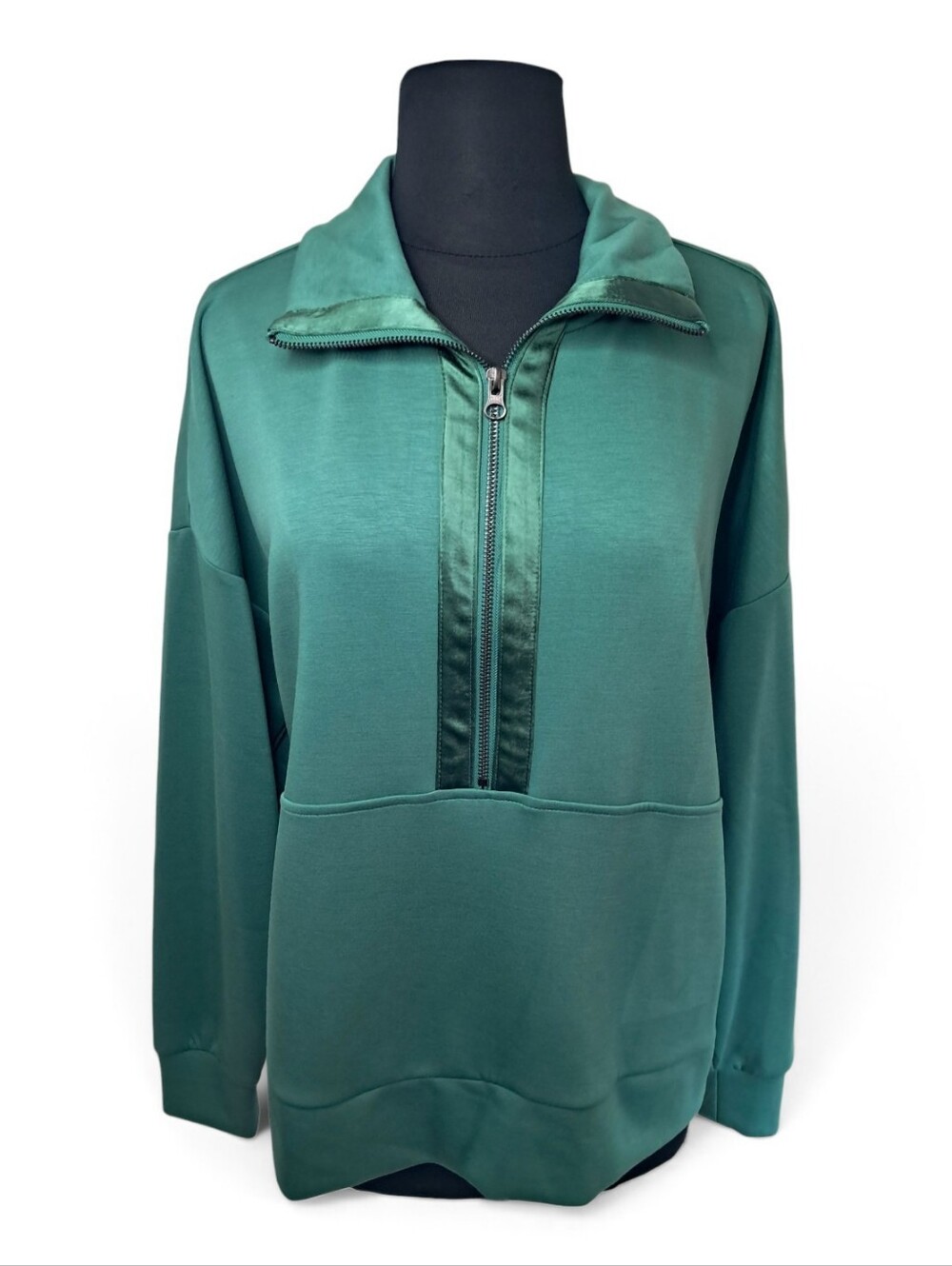 Simply Vera Vera Wang Satin Trim Scuba Half-Zip Pullover Size Large NWT